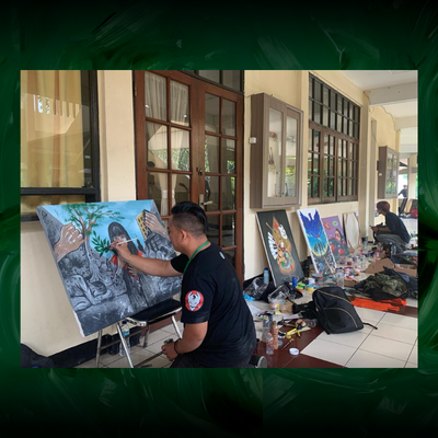 Suasana kompetisi melukis IPC di Taman Budaya Jawa Barat, Minggu, 16 Oktober 2022. (Foto: Penulis).