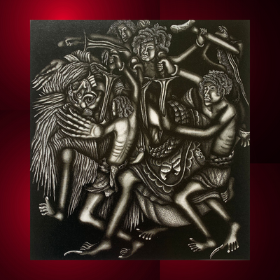Lukisan Ida Bagus Made Togog, 1939, yang menggambarkan orang-orang sedang memerangi Calonarang